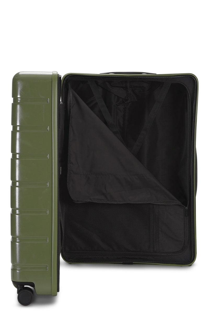 Explorer Arlo Pro Large Checked Suitcase in Evergreen (interior)